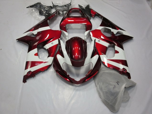 Outlet 2000-2002 Suzuki GSXR 1000 Motorcycle Fairings - Deep Red and White