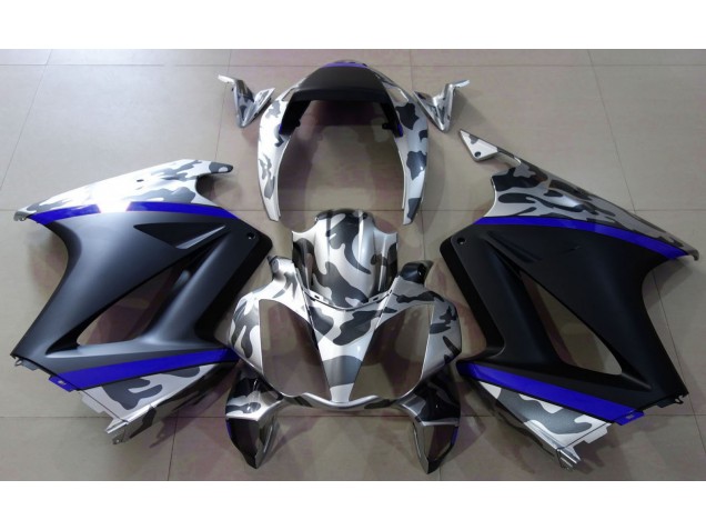 Outlet 2002-2012 Honda VFR800 Motorcycle Fairings - Gray Camouflage & Blue