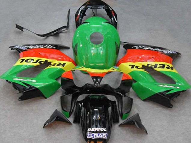 Outlet 2002-2012 Honda VFR800 Motorcycle Fairings - Green Repsol