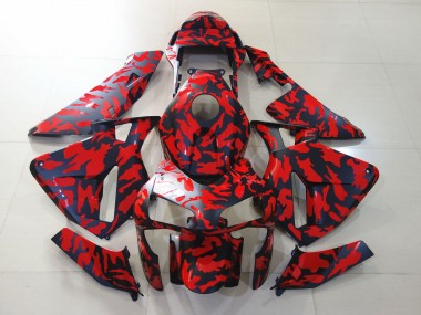 Outlet 2003-2004 Honda CBR600RR Motorcycle Fairings - Matte Black and Red Camo