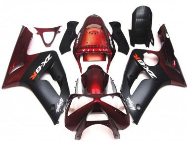 Outlet 2003-2004 Kawasaki ZX6R Motorcycle Fairings - Matte Black and Maroon
