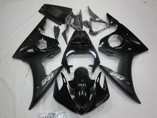 Outlet 2003-2005 Yamaha R6 Motorcycle Fairings - Matte Black White Decal