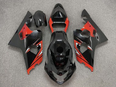Outlet 2004-2005 Suzuki GSXR 600-750 Motorcycle Fairings - Gloss Black and Red