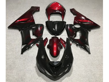 Outlet 2005-2006 Kawasaki ZX6R Motorcycle Fairings - Gloss Black and Red