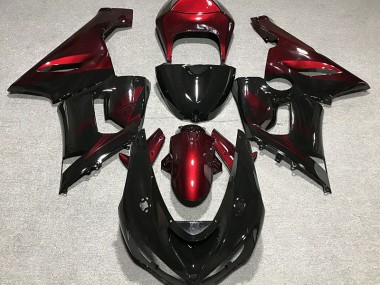 Outlet 2005-2006 Kawasaki ZX6R Motorcycle Fairings - Gloss Black and Red