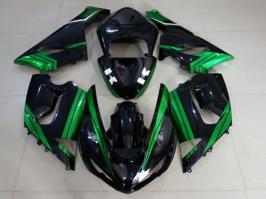 Outlet 2005-2006 Kawasaki ZX6R Motorcycle Fairings - Gloss Black & Electric Green