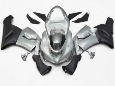 Outlet 2005-2006 Kawasaki ZX6R Motorcycle Fairings - Silver Black Matte