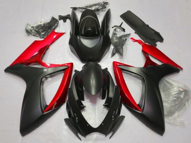 Outlet 2006-2007 Suzuki GSXR 600-750 Motorcycle Fairings - Matte Black & Red
