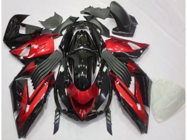 Outlet 2006-2011 Kawasaki ZX14R Motorcycle Fairings - Gloss Red and Black Plain
