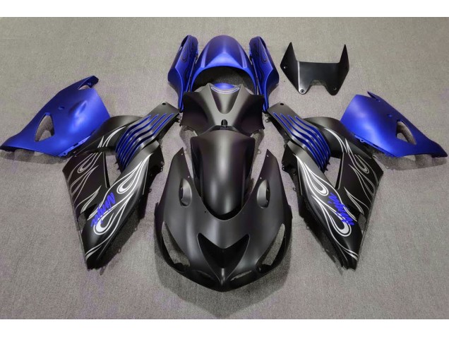 Outlet 2006-2011 Kawasaki ZX14R Motorcycle Fairings - Matte Black and Blue