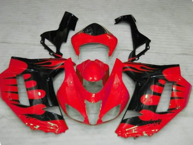 Outlet 2007-2008 Kawasaki ZX6R Motorcycle Fairings - Red Flame