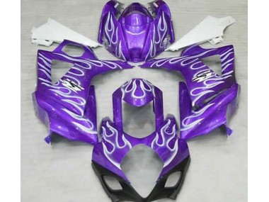Outlet 2007-2008 Suzuki GSXR 1000 Motorcycle Fairings - Gloss Purple and White Flame