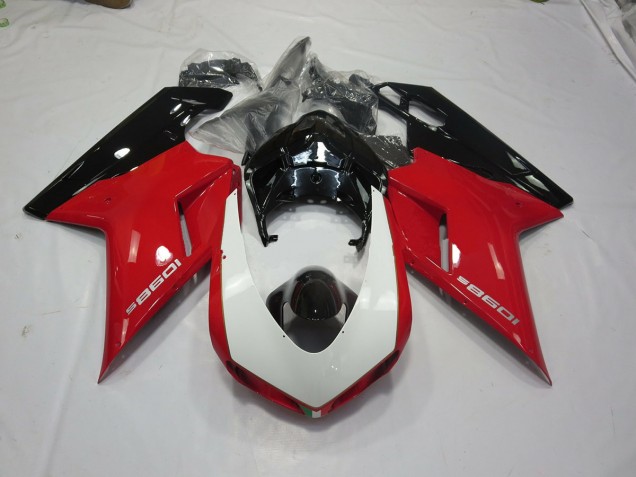 Outlet 2007-2012 Ducati 848 1098 1198 Motorcycle Fairings - Black Red and White