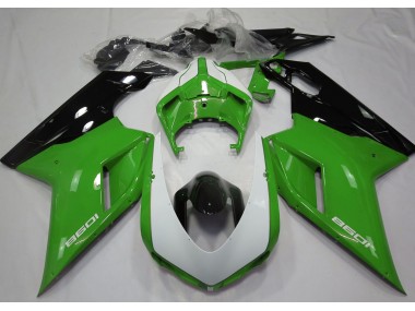 Outlet 2007-2012 Ducati 848 1098 1198 Motorcycle Fairings - Gloss Green & White