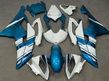Outlet 2008-2016 Yamaha R6 Motorcycle Fairings - Gloss White and Light Blue OEM Style