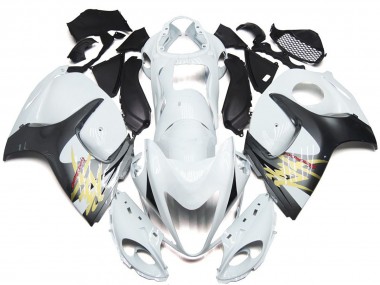 Outlet 2008-2019 Suzuki GSXR 1300 Motorcycle Fairings - Gloss White with Silver Style