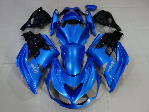 Outlet 2012-2019 Kawasaki ZX14R Motorcycle Fairings - Vibrant Blue & Gloss Black