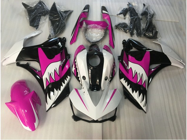 Outlet 2015-2018 Yamaha R3 Motorcycle Fairings - Pink and White Shark